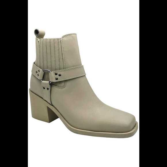 Steve Madden Womens Wells Leather Harness Chelsea Boots White - Medium - Picture 1 of 3